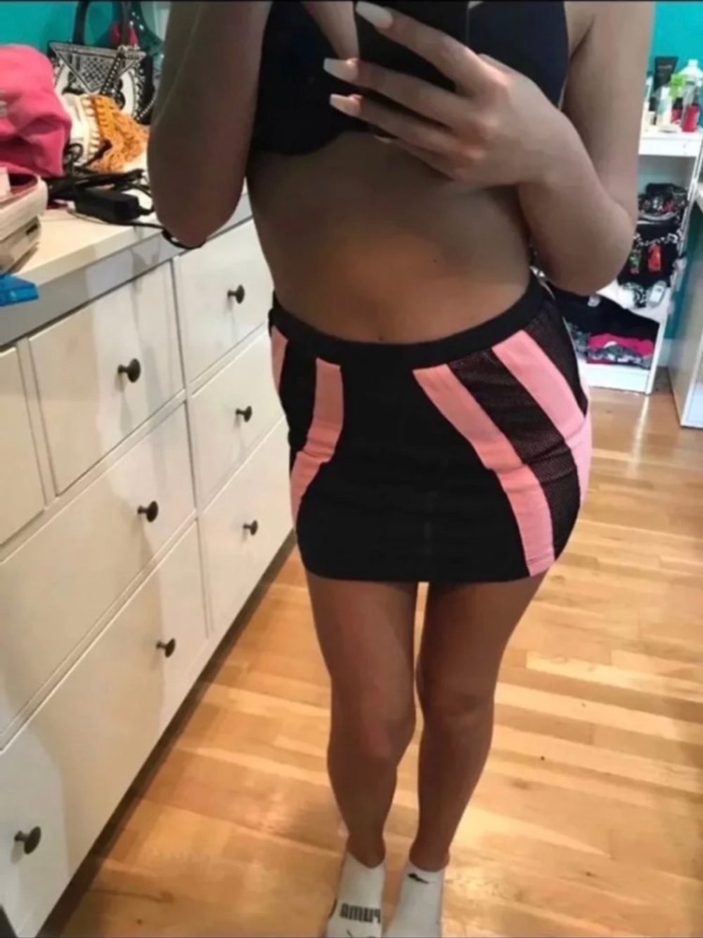 Urban Outfitters Black Mini Skirt with Pink Paneling
